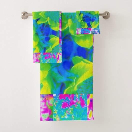 Abstract patchwork zonnebloem Tuinkraakbeen Bad Handdoek (Insitu)