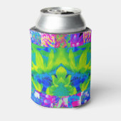 Abstract patchwork zonnebloem Tuinkraakbeen Blikjeskoeler (Blikje Achterkant)