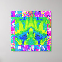 Abstract patchwork zonnebloem Tuinkraakbeen Canvas Afdruk