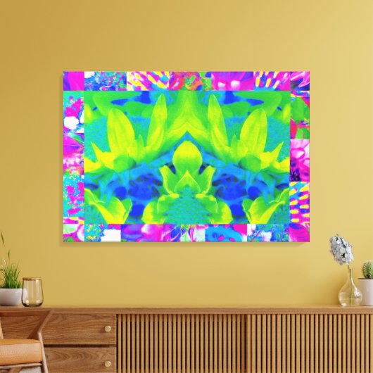 Abstract patchwork zonnebloem Tuinkraakbeen Canvas Afdruk (Insitu (Woonkamer))