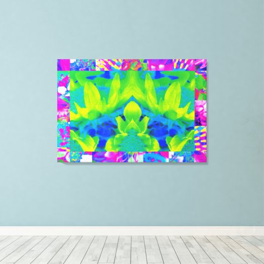 Abstract patchwork zonnebloem Tuinkraakbeen Canvas Afdruk (Insitu (Houten vloer))