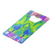 Abstract patchwork zonnebloem Tuinkraakbeen Creditkaart Flessenopener (Voorkant Gekanteld)