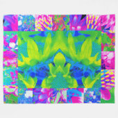 Abstract patchwork zonnebloem Tuinkraakbeen Fleece Deken (Voorkant (Horizontaal))