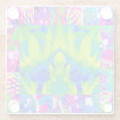 Abstract patchwork zonnebloem Tuinkraakbeen Glazen Onderzetter (Achterkant)