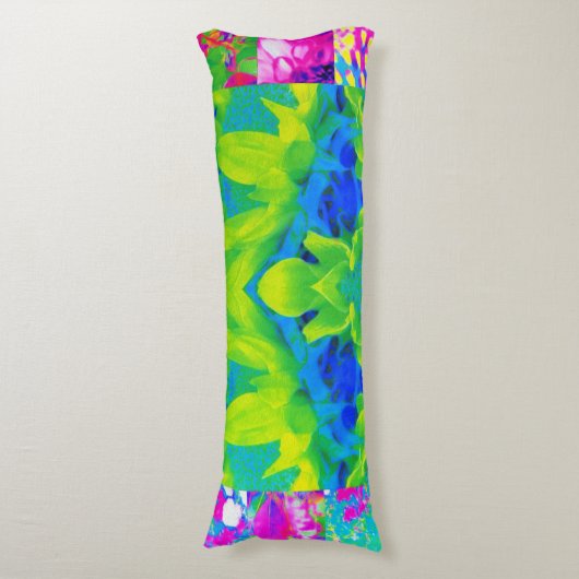 Abstract patchwork zonnebloem Tuinkraakbeen Lichaamskussen (Voorkant Verticaal)