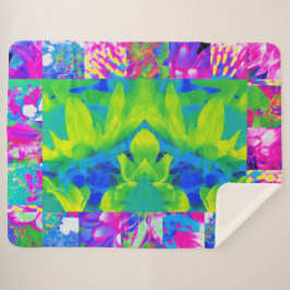 Abstract patchwork zonnebloem Tuinkraakbeen Sherpa Deken