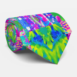 Abstract patchwork zonnebloem Tuinkraakbeen Stropdas