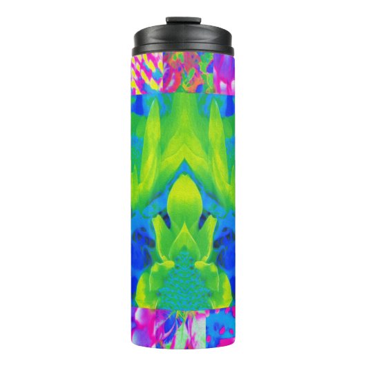 Abstract patchwork zonnebloem Tuinkraakbeen Thermosbeker (Voorkant)