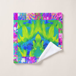 Abstract patchwork zonnebloem Tuinkraakbeen Washandje