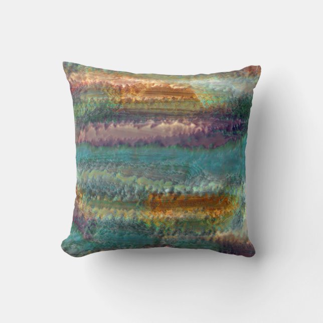 Abstract patina groen koperbladpatroon kussen (Voorkant)