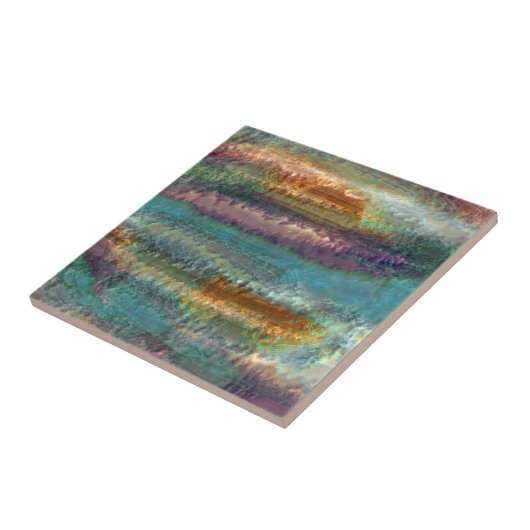 Abstract patina groen koperbladpatroon tegeltje (Zijkant)