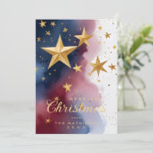 Abstract Patriotic Blue Red & White Stars Elegant Feestdagenkaart (Staand voorkant)