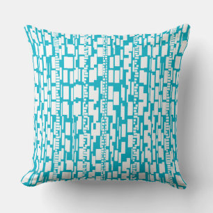 Abstract Patroon 090615 - Wit op Blauw Aqua Kussen