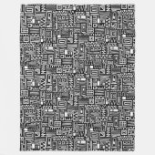 Abstract patroon 110122 - White on Black Throw Pil Fleece Deken (Voorkant)