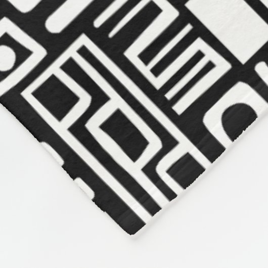 Abstract patroon 110122 - White on Black Throw Pil Fleece Deken (Hoek)