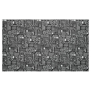 Abstract patroon 110122 - wit op zwart stof