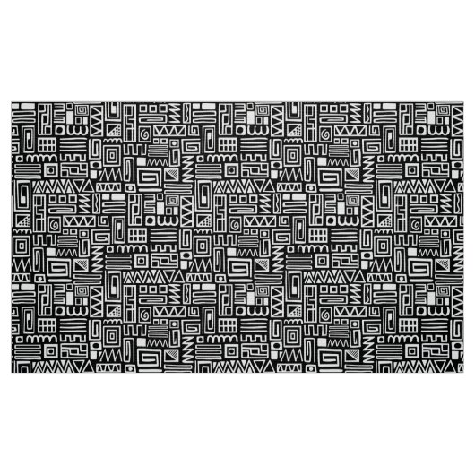 Abstract patroon 110122 - wit op zwart stof (Fat Quarter)