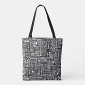 Abstract patroon 110122 - wit op zwart tote bag (Achterkant)
