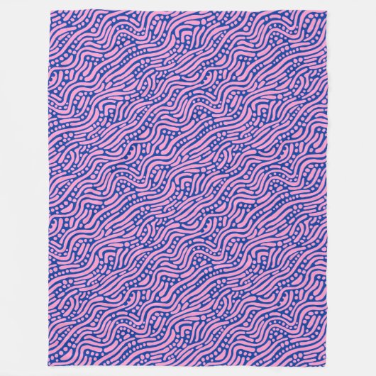 Abstract patroon 110523 - Roze en marineblauw Fleece Deken (Voorkant)