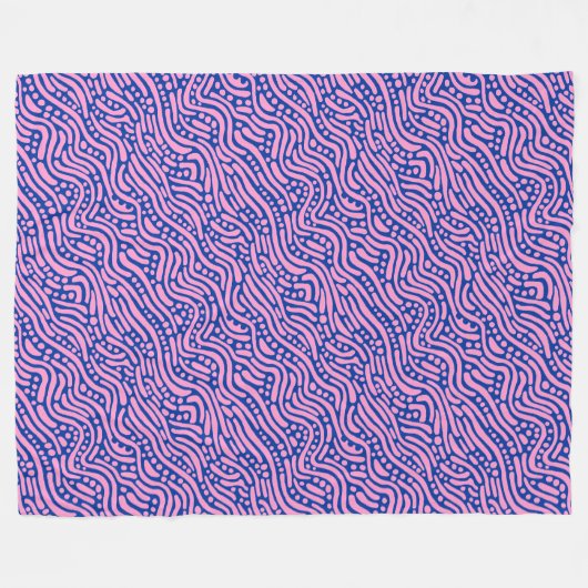 Abstract patroon 110523 - Roze en marineblauw Fleece Deken (Voorkant (Horizontaal))