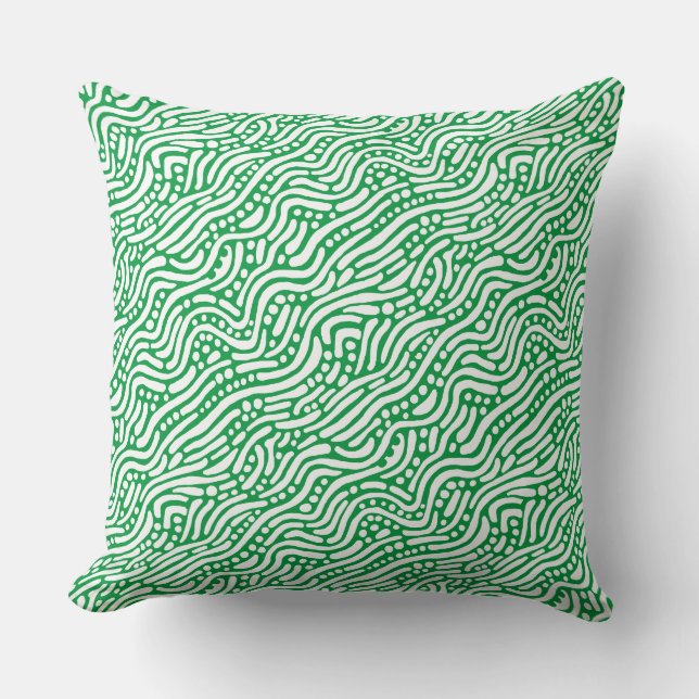 Abstract patroon 110523 - White on Kelly Green Kussen (Voorkant)