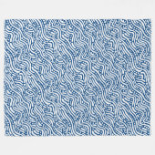 Abstract patroon 110523 - White on Shibori Blue Fleece Deken (Voorkant (Horizontaal))
