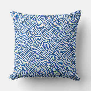 Abstract patroon 110523 - Wit op diepblauw Kussen
