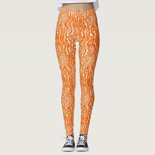 Abstract patroon 130621 - Oranje en wit Leggings (Voorkant)