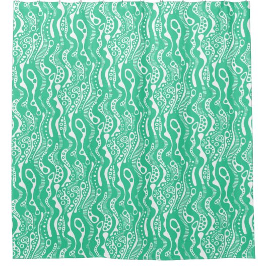 Abstract patroon 130621 - Zee Groen op wit Douchegordijn (Voorkant)
