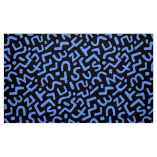 Abstract Patroon 170822 - Baby Blauw op Zwart Stof