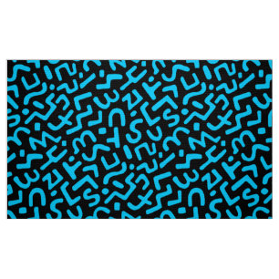 Abstract Patroon 170822 - Hemelsblauw op zwart Stof