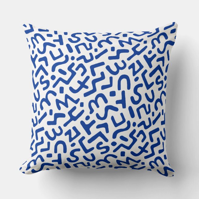 Abstract patroon 170822 - Navy Blue op wit Kussen (Voorkant)