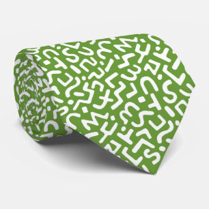 Abstract Patroon 170822 - Wit op Avocado Green Stropdas