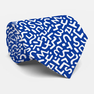 Abstract Patroon 170822 - Wit op marineblauw Stropdas