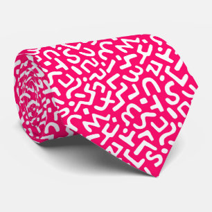 Abstract Patroon 170822 - Wit op Neon Rood Stropdas