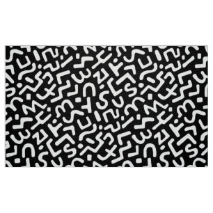 Abstract Patroon 170822 - Wit op Zwart Stof