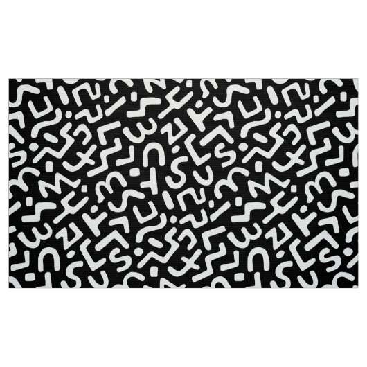 Abstract Patroon 170822 - Wit op Zwart Stof (Fat Quarter)