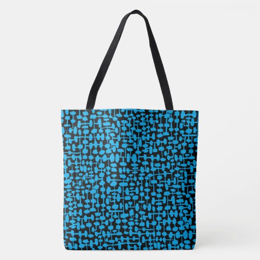 Abstract patroon 190621 Sky Blue en Black Tote Bag (Voorkant)