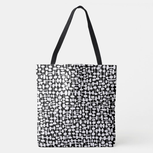 Abstract patroon 190621 White on Black Tote Bag (Voorkant)