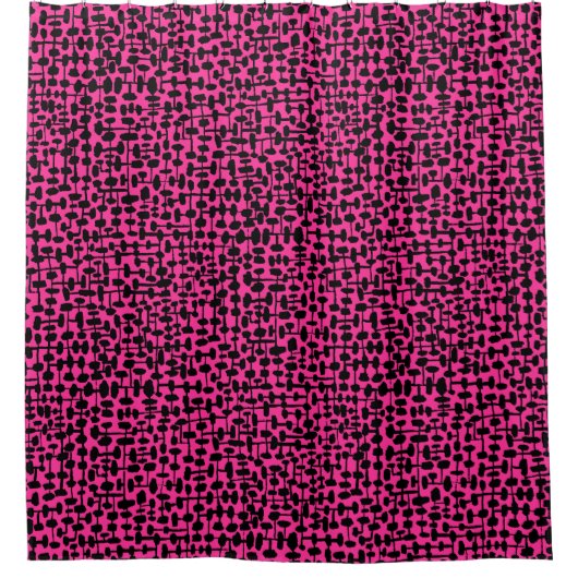 Abstract patroon 190621 zwart en warm roze douchegordijn (Voorkant)