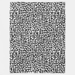 Abstract patroon 190621 Zwart op White Fleece Blan Deken