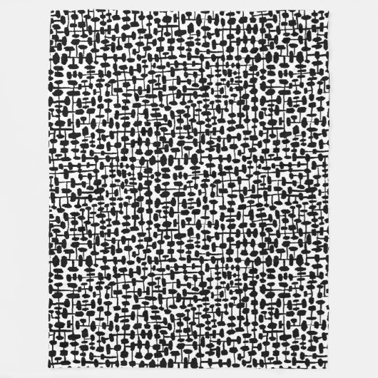 Abstract patroon 190621 zwart op wit fleece deken (Voorkant)