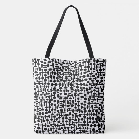 Abstract patroon 190621 zwart op wit tote bag (Achterkant)