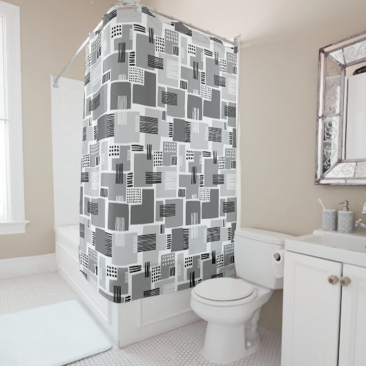 Abstract patroon 280817 - Grijze schaduwen Douchegordijn (In situ)