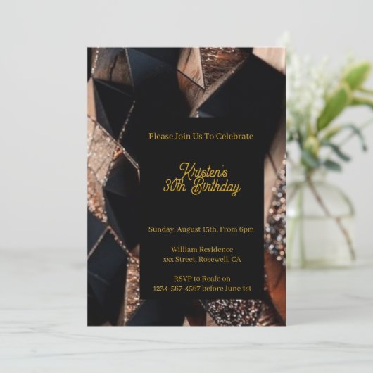 Abstract Patroon 30e uitnodiging op zaterdag (Staand voorkant)