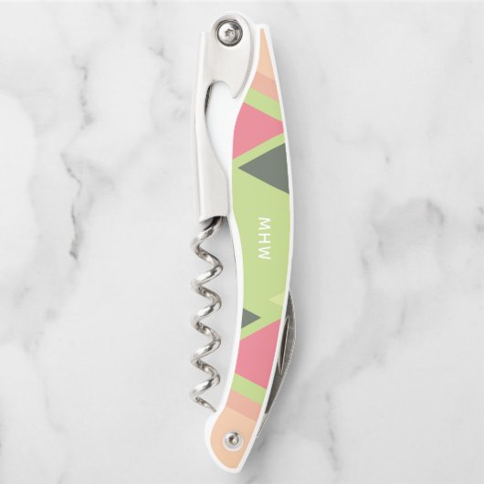 Abstract Patroon aangepaste monogram corkschroef Kurkentrekker (Voorkant)