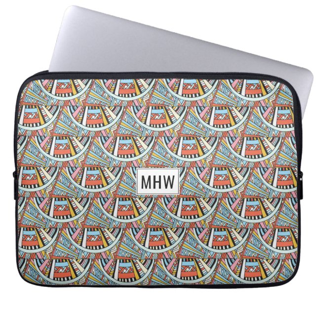 Abstract Patroon aangepaste monogram laptophoezen Laptop Sleeve (Voorkant)