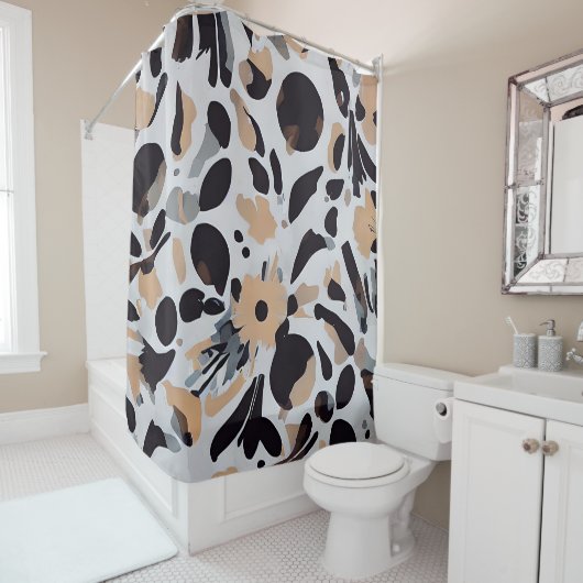 Abstract patroon aardtoon douchegordijn (In situ)