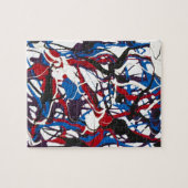 Abstract patroon blauw, rood, zwart, wit. Modern. Legpuzzel (Horizontaal)