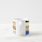 abstract patroon blauw, tint en zwarte espresso espresso kop (Achterkant)